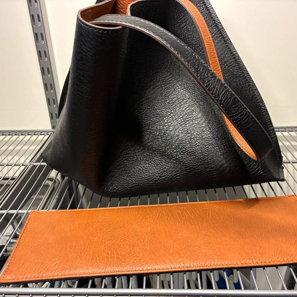 Street Level Reversible Faux Leather Tote & Interior Zip Pouch - Picture 6 of 16